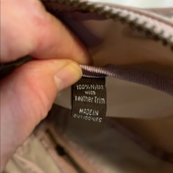 Frye mini nylon/ leather trim backpack. Light mauve in color. - Picture 4 of 5